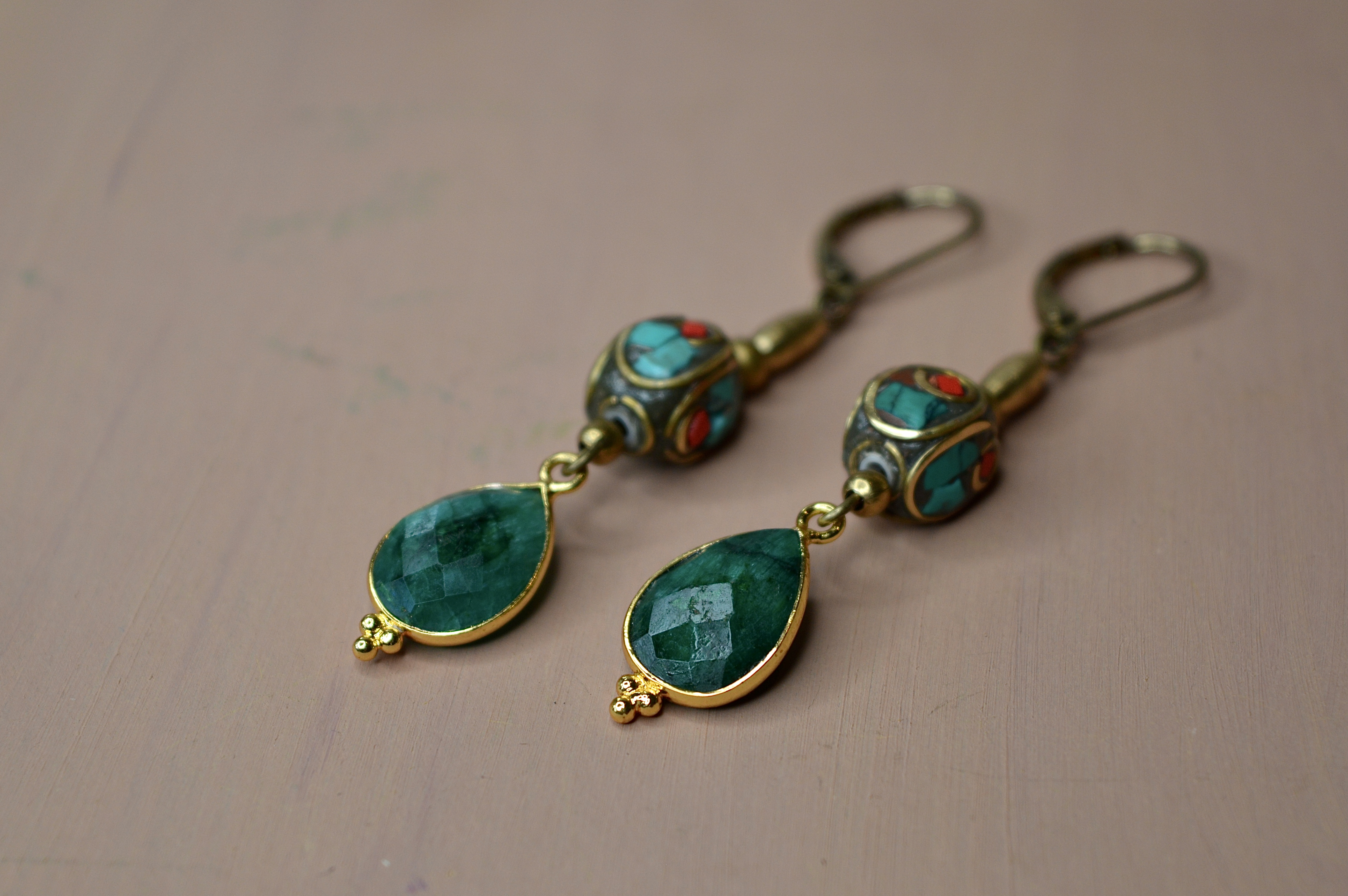 Pathura Green Gemstone Earrings