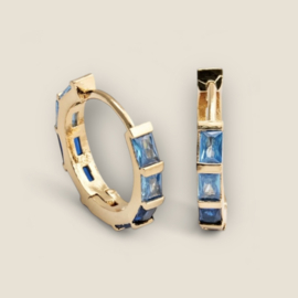 Blue Zircon Hoops Gold Plated