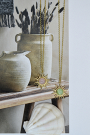 Rose Quartz Sun Necklace Gold Vermeil
