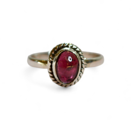 Braided Oval Garnet Ring Sterling Silver