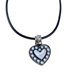 Mother of Pearl Heart Necklace Sterling Silver