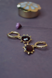 Soleya Granaat Oorbellen - Gold Plated