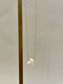 Mother of Pearl Heart Necklace Gold Vermeil