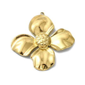 Grote Bloem Bedel RVS Goud