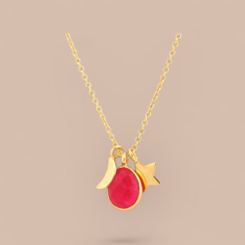 Moon, Star & Ruby Necklace Gold Vermeil