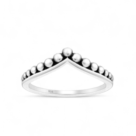 Dotted Chevron Ring Sterling Silver