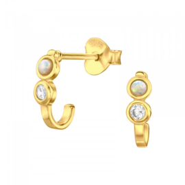 Opal & Zircon Studs Gold Vermeil