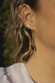 2-Stone Chain Rhodochrosite Earring / Edelsteen Oorbellen