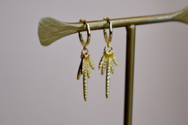 Feather Hoop Earrings - Zirconia - Gold Vermeil Oorbellen