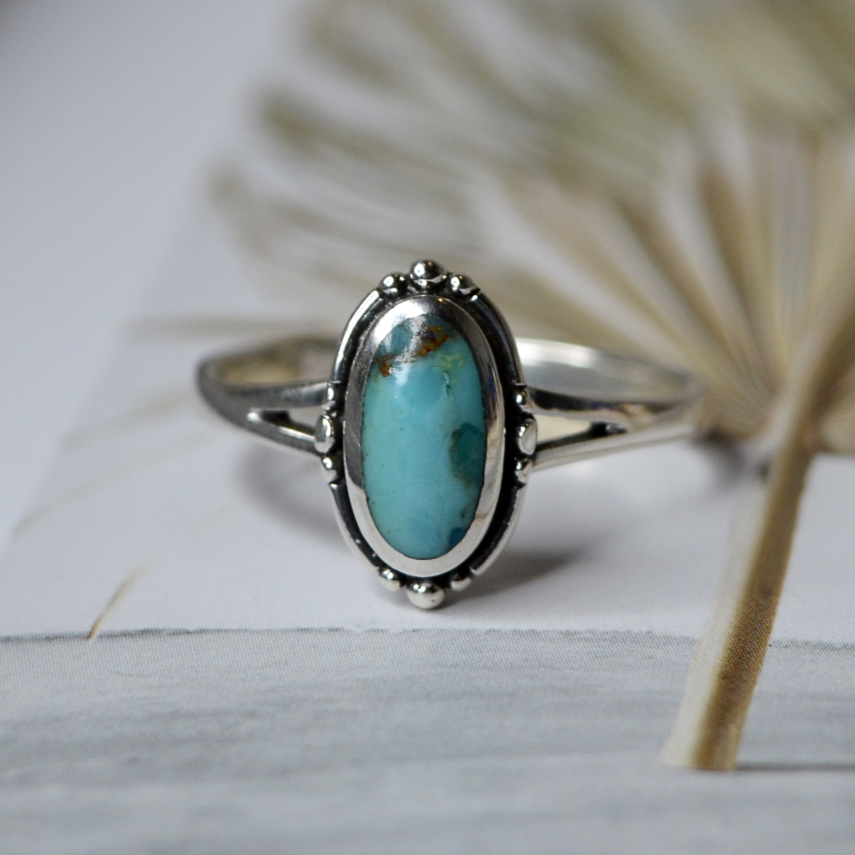 Native Mohave Turquoise Ring Sterling Silver