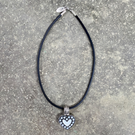 Mother of Pearl Heart Necklace Sterling Silver