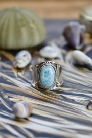 Tribal Larimar Ring Sterling Silver