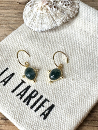 Armelle Moss Agate Gold Vermeil Earrings / Muja Juma