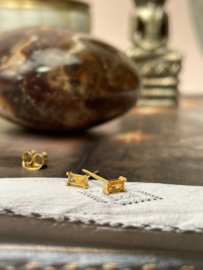 Retangle Champagne Zircon Studs Gold Vermeil Oorstekers