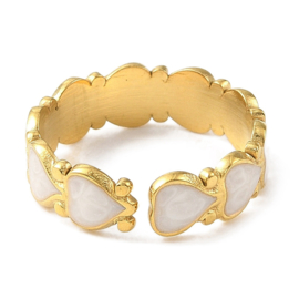 Enamel Heart Ring - Stainless Steel Goud