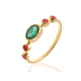 Green Onyx 5-Stone Gold Vermeil Ring