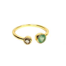 Nefrite/ Labradorite Two Stone Ring Gold Vermeil / Muja Juma