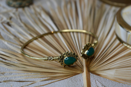 Green Onyx Bangle Brass