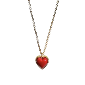 Red Heart Necklace Gold Plated / Ketting