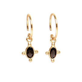 Smoky Quartz Oval 4-Dots Gold Vermeil Earrings/ Muja Juma