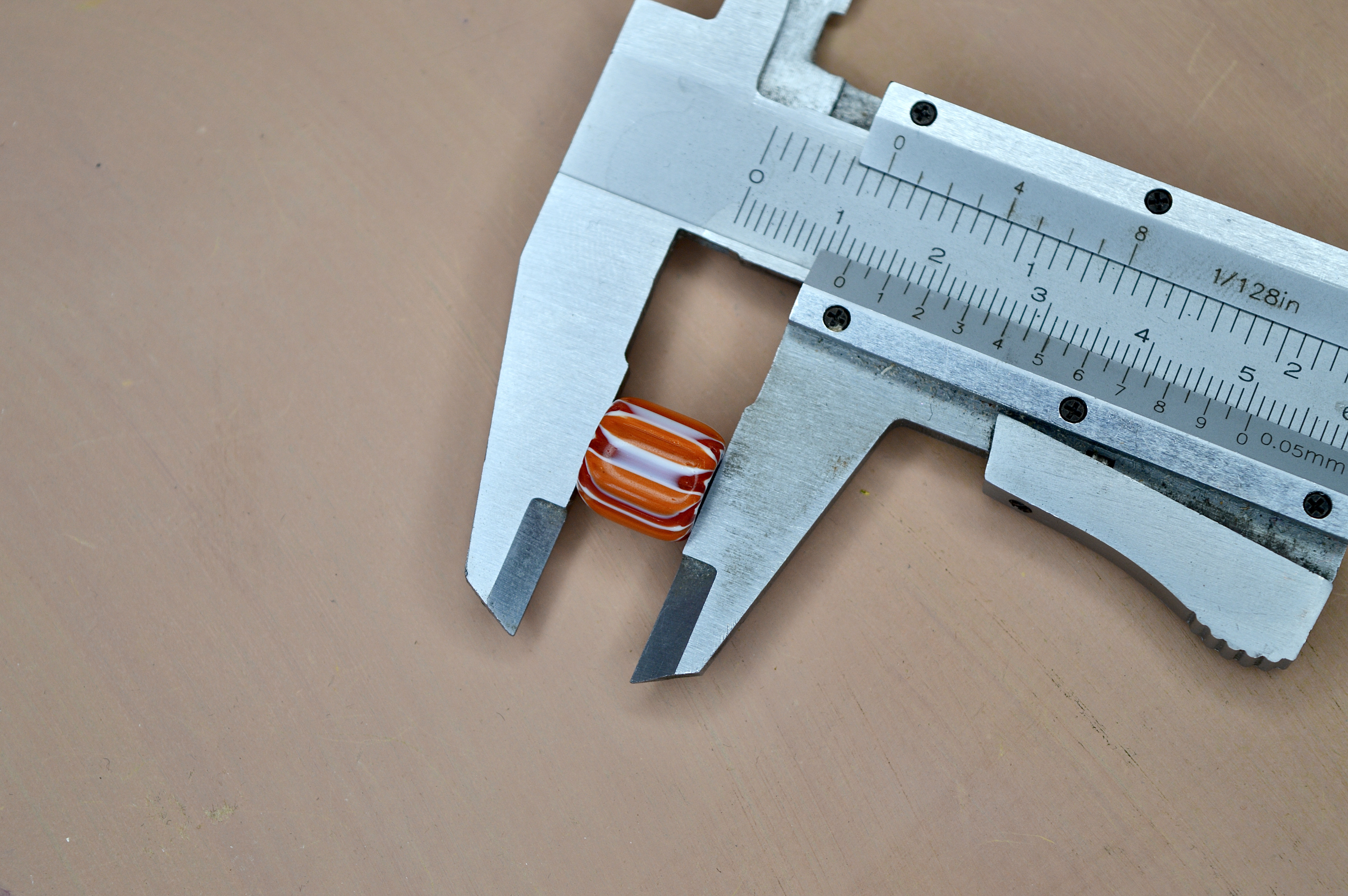 Nepalees Lampwork Kraal Chevron Oranje (1x)