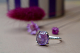 Faceted Amethyst Ring Sterling Silver