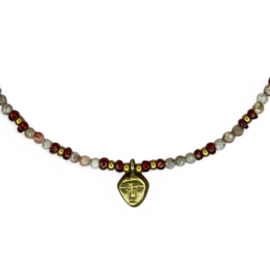 Maifanite, Garnet & Brass Necklace