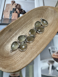 Glazen Druppel Bedel Silver Plated