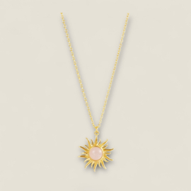 Rozenkwarts Zon Ketting - Gold Vermeil