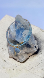 Apatiet en Blauw Opaal Ketting - Gold Vermeil