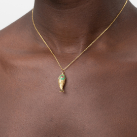 Zircon Fish Necklace Gold Plated