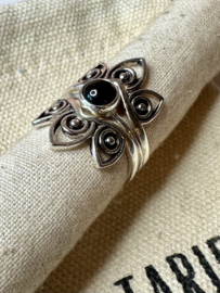 Lotus Ring Black Onyx Sterling Silver