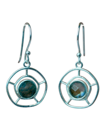 Mystic Wheel Labradoriet Oorbellen - Silver Plated