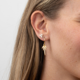 Feather Hoop Earrings - Zirconia - Gold Vermeil Oorbellen