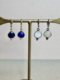 Blue Sapphire Gold Plated Earrings / Edelsteen Oorbellen