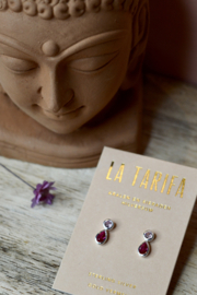 Zirconia Robijn Oorstekers - Sterling Silver