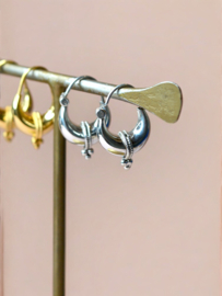 Dotted Stripe Hoops Sterling Silver