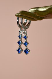 Neela Tara Dangle Hoops - Silver Plated