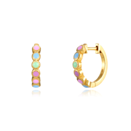 Pastel Multi Stone Hoops Gold Vermeil / Oorbellen