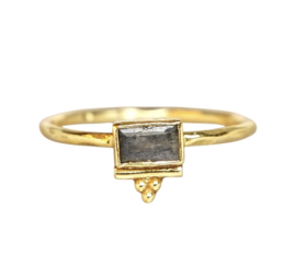 Square Dotted Labradorite Ring Gold Vermeil / Muja Juma