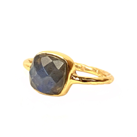 Square Labradorite Ring Gold Vermeil