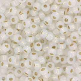 MIYUKI ROCAILLES 3MM, GILT LINED WHITE OPAL 551