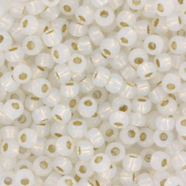 MIYUKI ROCAILLES 3MM, GILT LINED WHITE OPAL 551