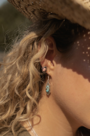 Copper Turquoise Hexagon Earrings Sterling Silver Oorbellen