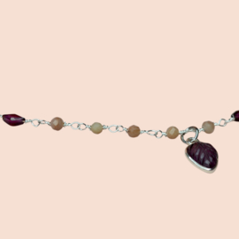 Amethist Mystic Leaf Ketting - Silver Plated