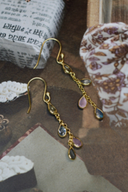 Mix Gems Chain Earrings Gold Vermeil