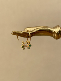 Multi Stone Hanging Triplicity Gold Vermeil Earrings / Muja Juma Oorbellen