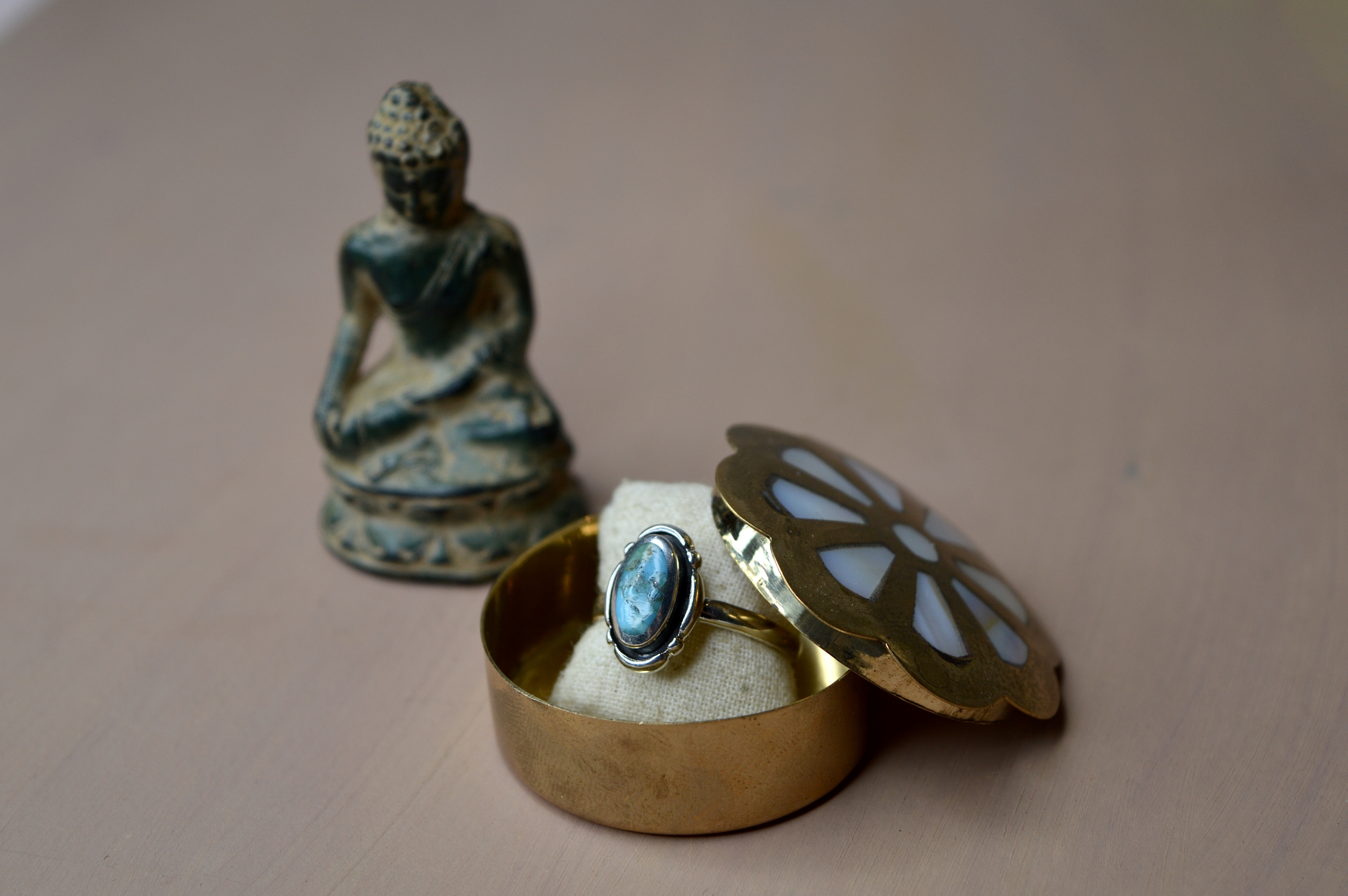 Native Mohave Turquoise Ring Sterling Silver