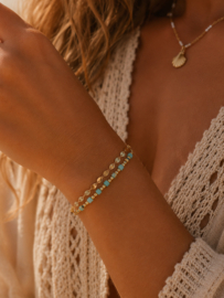 Amazoniet Ayuna Charms Armband - Stainless Steel Goud