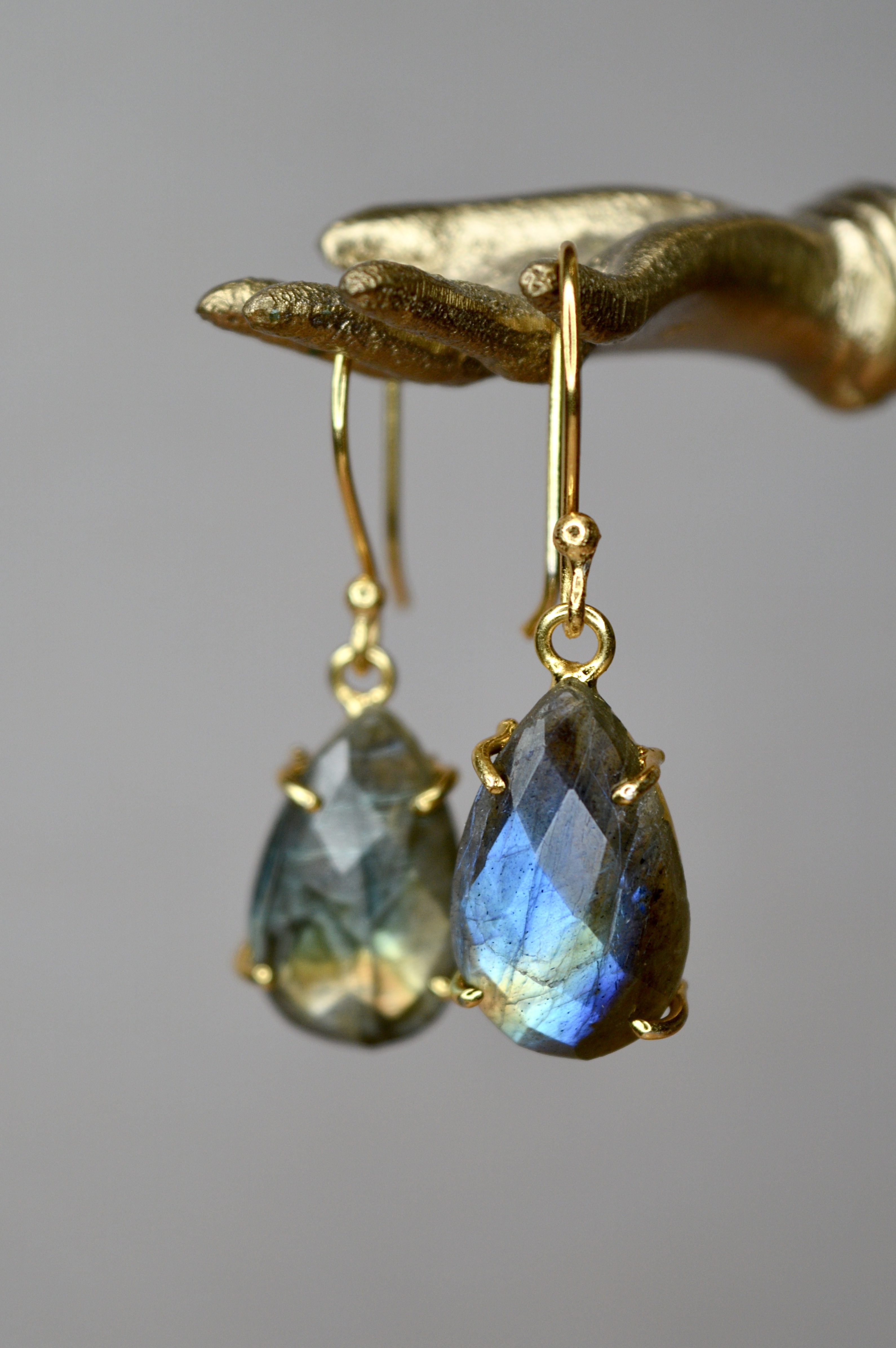 Kiran Dust Labradorite Earrings Gold Plated